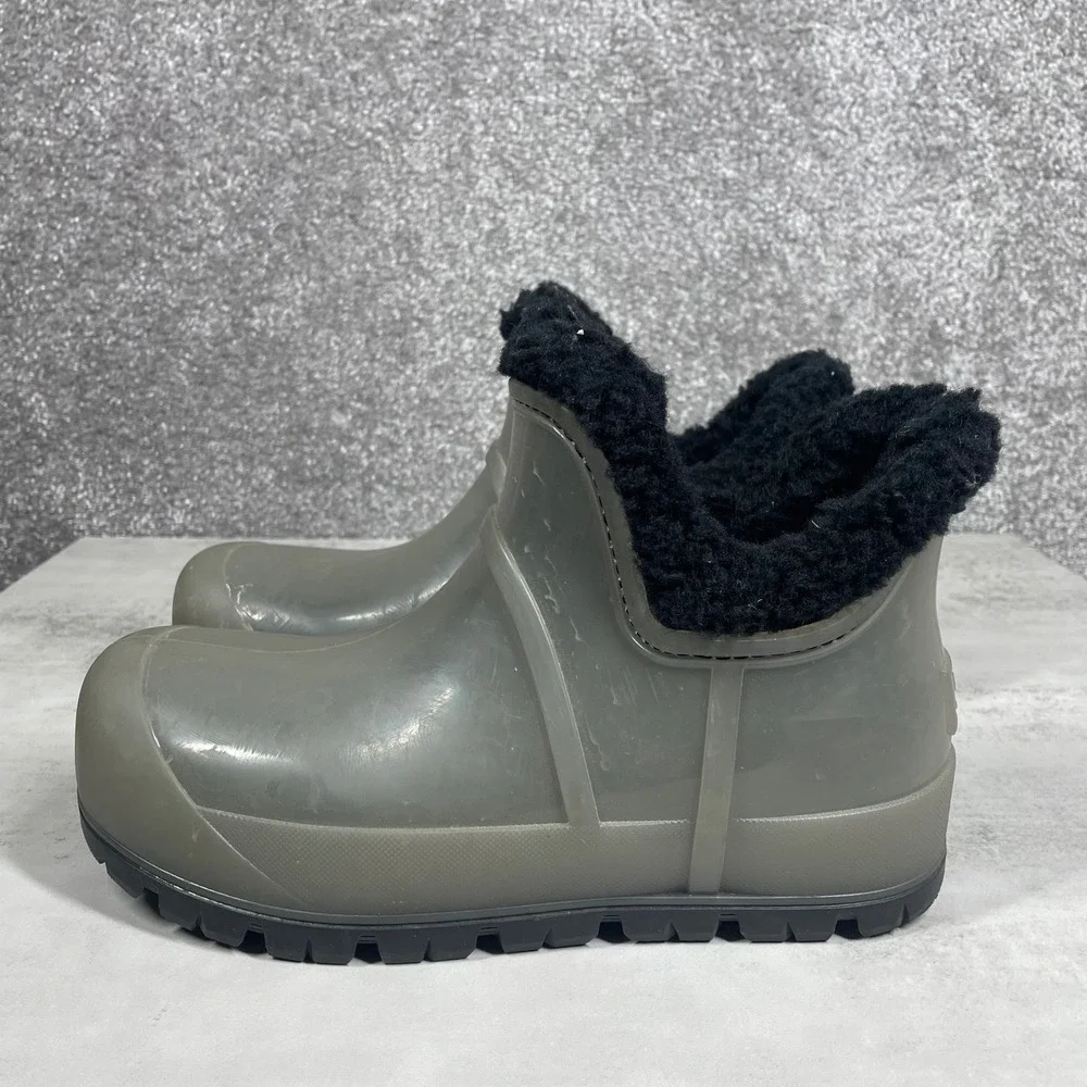 UGG Raincloud Clear Boots Womens 7 Waterproof Rain Rubber Wool Blend Lined